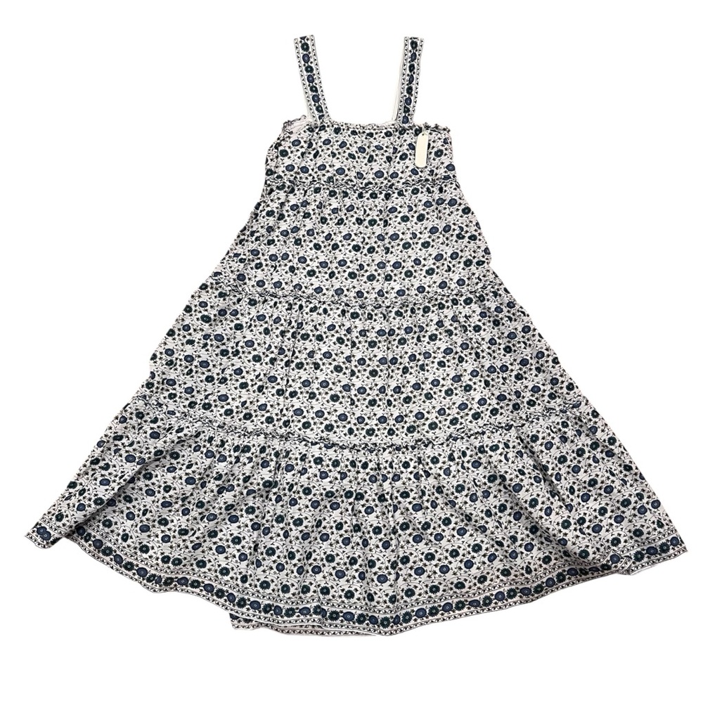 Max Studio Floral Tiered Cotton Sundress NWT Size M Boho Blue White